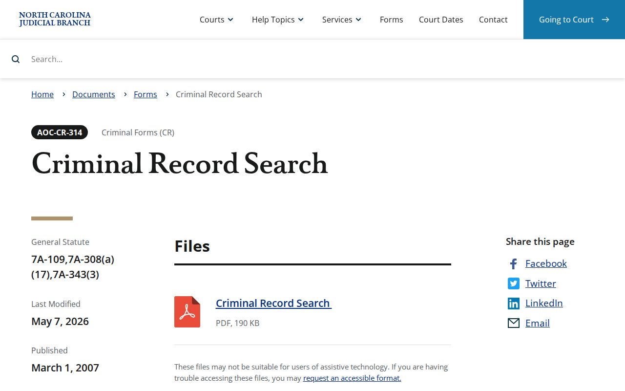 Alamance County docket search criminal record search form source