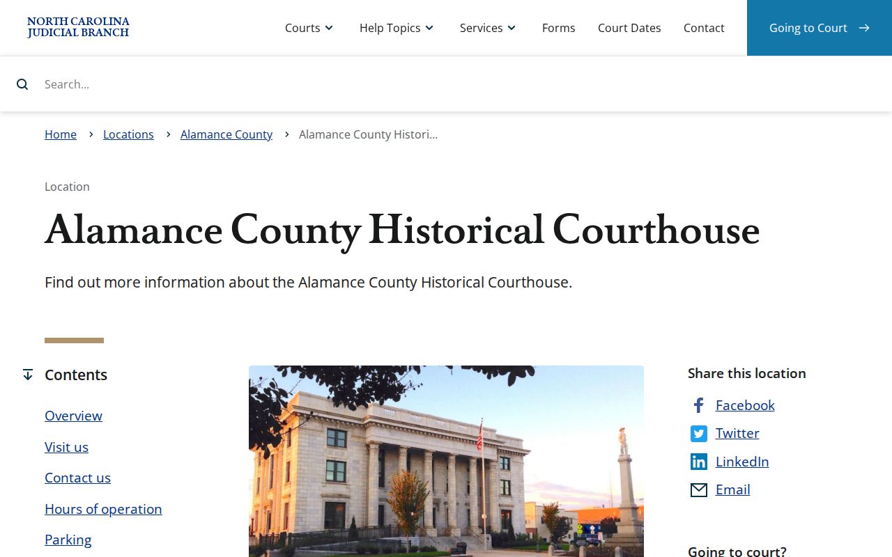 Alamance County civil court docket Historical Courthouse source