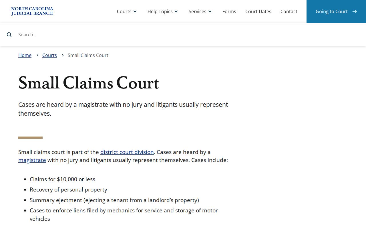 Alamance County civil court docket small claims source