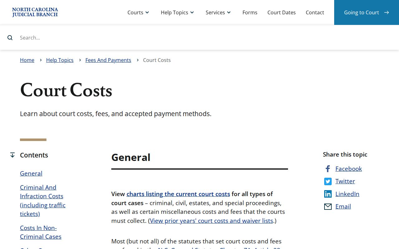 Alamance County court records and North Carolina court-cost information