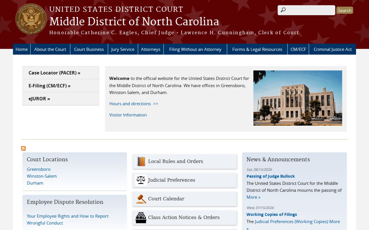 Alamance County court docket distinction between state and federal court records