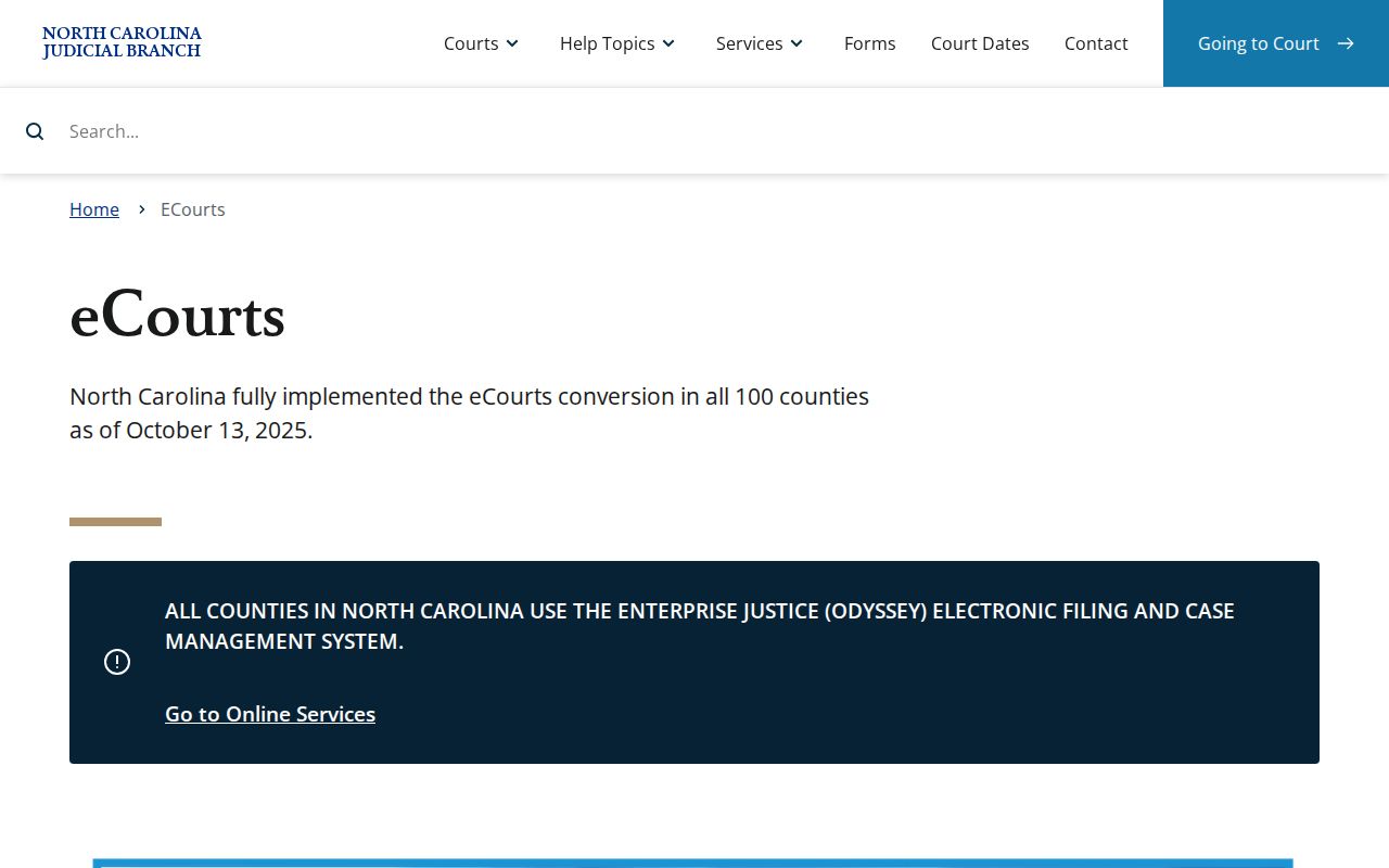 Alamance County court docket access through North Carolina eCourts