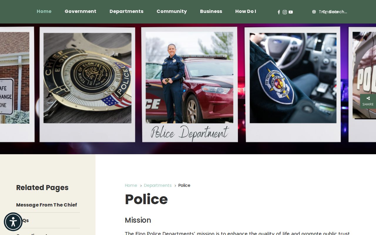 Elon court records source for Elon Police Department