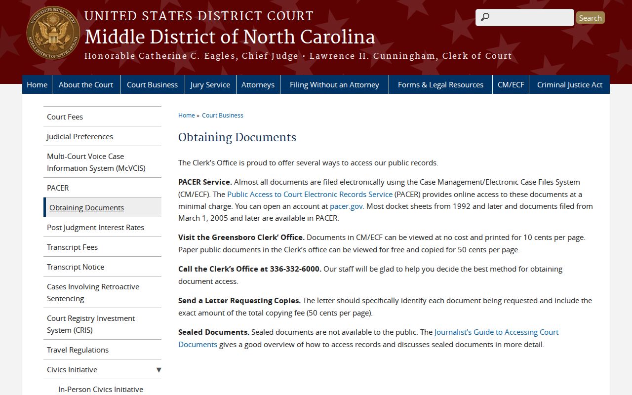 Gibsonville court records source for separate Middle District public document access