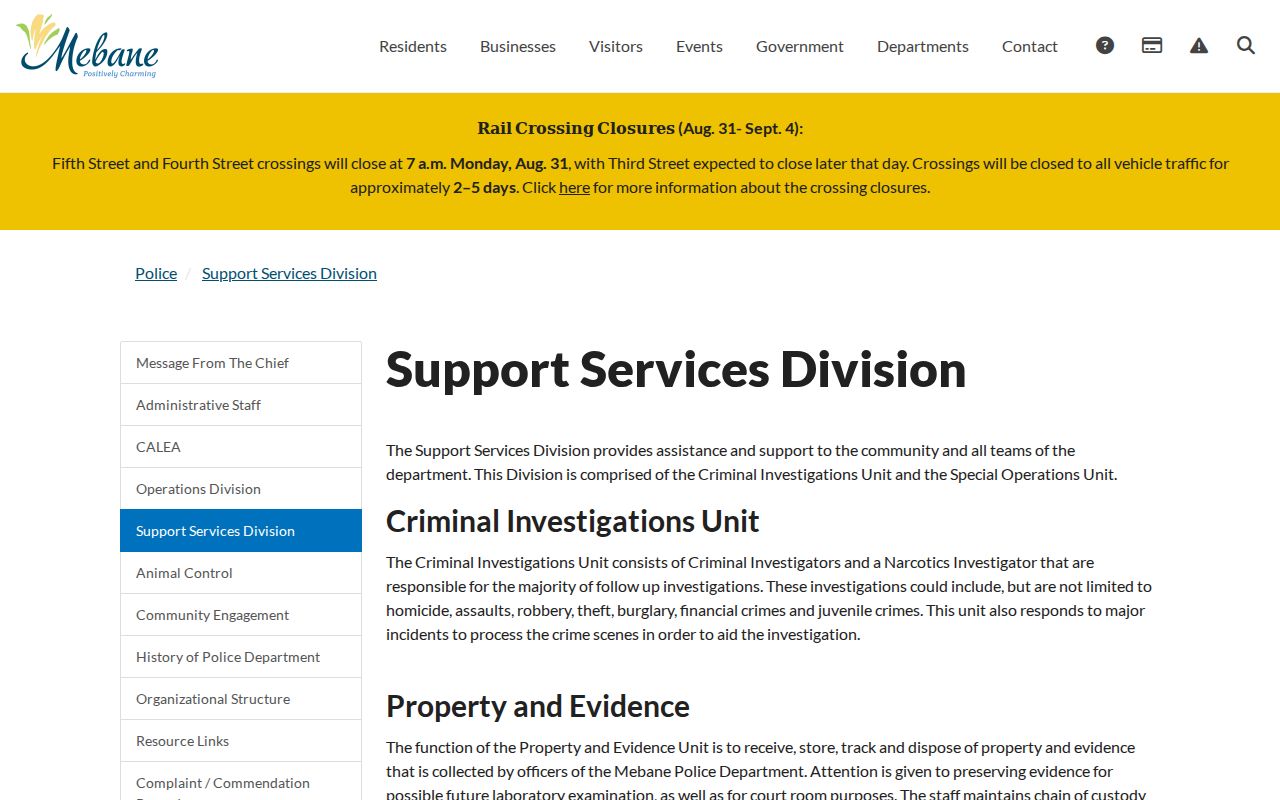 Mebane court records police support services source