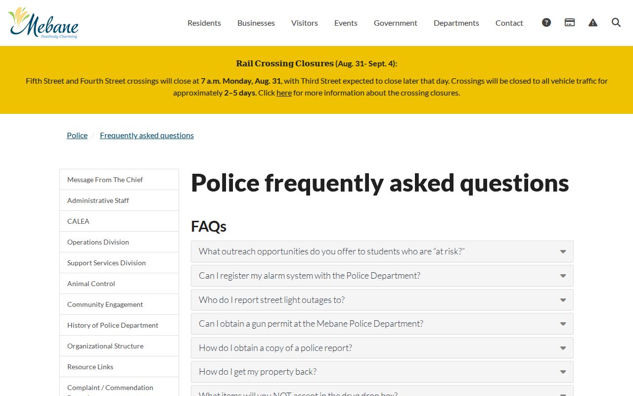 Mebane court docket police citation FAQ source